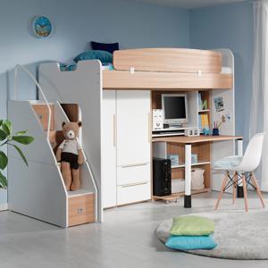 디무트 수납형계단+정면책상+옷장 2세트 어린이 벙커침대 2colors