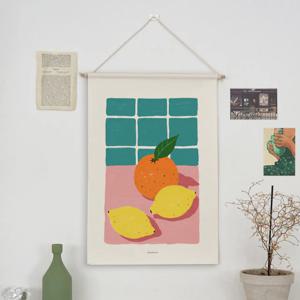 orange and lemons_우드스틱 패브릭포스터/ 오렌지와 레몬 가리개커튼(2size)