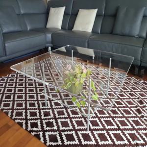 MZ 아리아 2단모듈형  아크릴 투명 인테리어 거실 소파테이블(정사각 좌식 소파테이블)