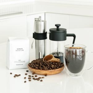 홈카페세트 프렌치프레스 600ml+커피원두그라인더+원두
