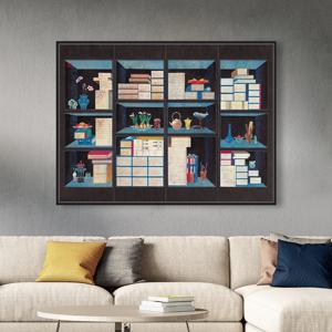 민화가인, 책가도 4폭 1, 민화 집꾸미기 월데코 인테리어 그림 액자