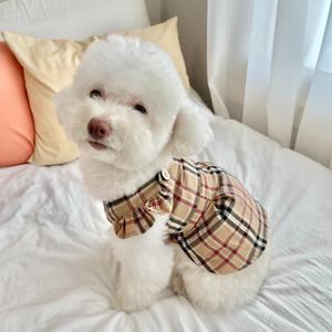 클래식 체크 패턴 프릴 탑 명품강아지옷 비숑옷