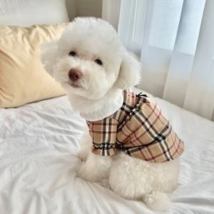 클래식 체크패턴 라운드 카라 원피스 명품강아지옷 푸들옷