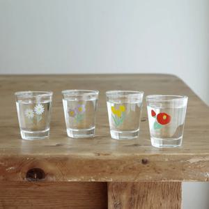레트로 플라워 소주잔 70ml 4P 미니유리잔