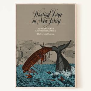 뉴저지의 고래잡이 모비딕 향유고래 빈티지 뮤지엄 포스터 액자