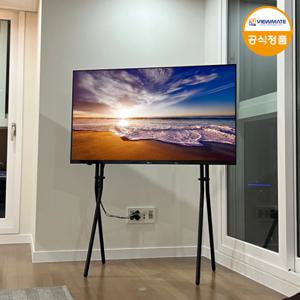 4발 철제 블랙 이젤형 티비거치대 TV스탠드 삼성/LG/중소기업 호환(네트망+타이 증정)