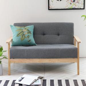 [리퍼]레오 러버우드 원목 2인 패브릭 소파 카페 4colors