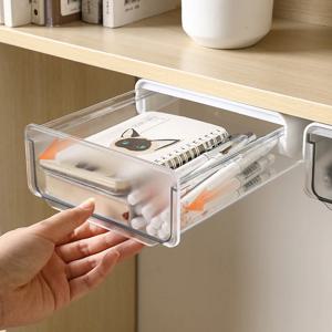 붙이는 히든서랍 투명 슬라이딩 박스 책상 밑 부착형 틈새서랍 미니서랍 1단