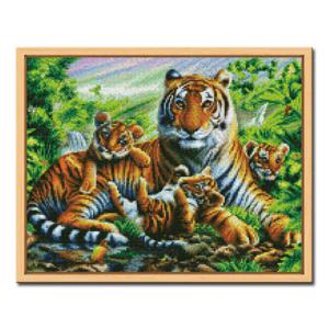 DIY 보석십자수 액자형 인물&동물 (43x54cm) D466_평화로운 호랑이가족