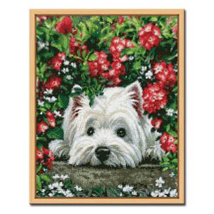 DIY 보석십자수 액자형 인물&동물 (43x54cm) D471_플라워 강아지