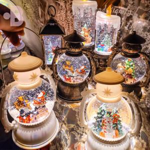 샤롯 랜턴 워터볼 크리스마스 자동 회전 눈사람 오르골 뮤직박스 무드등 무선 조명 선물