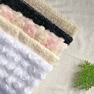 로즈 입체망사 레이스 원단 천 / 파티 촬영 소품 커튼 인테리어 옷감 꽃 데코 포인트