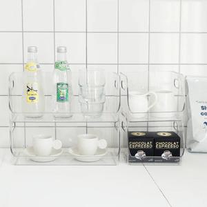 다용도 투명 적층 수납선반 리빙박스 2P (2size)