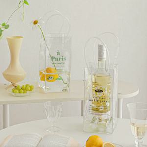 와인 아이스버킷 PVC 투명 와인쿨러 레터링 칠링백 맥주버킷 2type