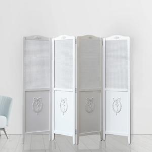 퀸앤 화이트 라탄 인테리어 가벽 원목 칸막이 3단 4단파티션