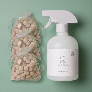 맑고맑은 피톤치드 편백수 룸스프레이 새집증후군 섬유 탈취제 500ml+편백큐브 3개