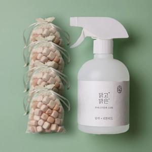 아토피인증 맑고맑은 스프레이 천연 강아지 고양이 애견 소변냄새 탈취제 500ml+큐브4개