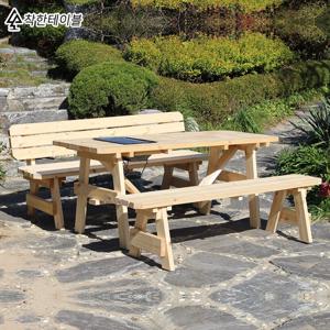 피크닉테이블 정원의자 야외나무테이블 테라스 세트 옥상 가구 정원 바베큐
