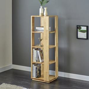 국내 자체제작 원목 슬림 인테리어 수납 회전 올300 4단 책장 (고무나무)