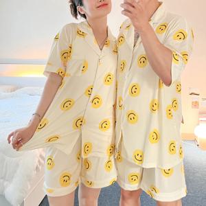 쫀득 아이스 스마일 잠옷 SET 홈웨어 여름 시원한 파자마 반팔 반바지 상하세트