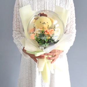 정품캐릭터 레터링풍선 인형꽃다발 폼폼푸린 가방고리인형겸용 모든 날들이 꽃처럼 아름답기를