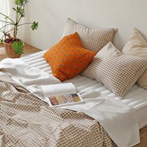 솜 없이 얇게 겹친 깅엄 체크 광목 시어서커 여름이불 세트 5컬러 (SS/Q/K)