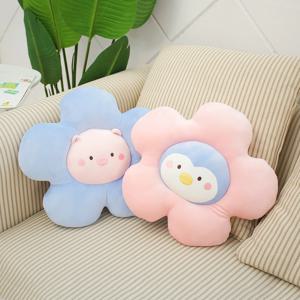 소소타운 귀여운 캐릭터 플라워 쿠션방석_피그(블루)