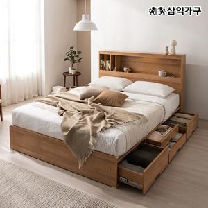 클로드 책장형 LED 4단 수납침대 SS/Q/LK (매트제외)