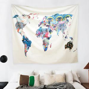 세계지도 대형 패브릭 포스터 가리개 주방 방 가림막 커튼