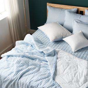 피크닉 대나무추출 천연소재 부드러운 냉감 체크 여름이불 세트(SS/Q) 3colors