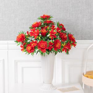 백합 백일홍 성묘 화분 조화 꽃 릴리 대형 set 65cm (DIY) 납골당