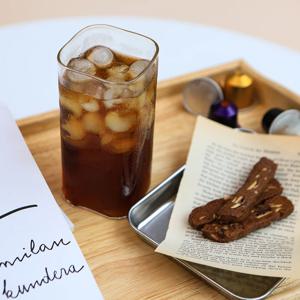 1+1 스퀘어 카페 유리컵 가벼운 내열유리 글라스 L (2size)