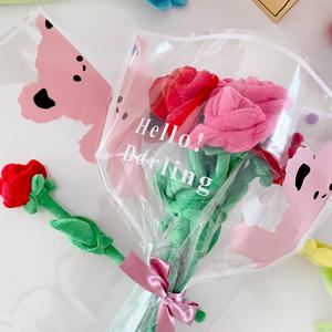 곰돌이 장미꽃다발 3색상