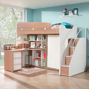 엘리브 스타 벙커침대 수납계단형 G세트 벙커침대+수납계단+슬라이드 수납장+H형책상