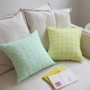 네온 깅엄체크 쿠션커버 7size, 4color