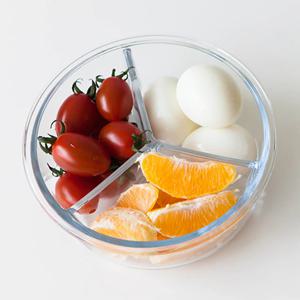 글라스듀 내열유리 나눔 3칸 찬통 원형 유리 밀폐용기 950ml