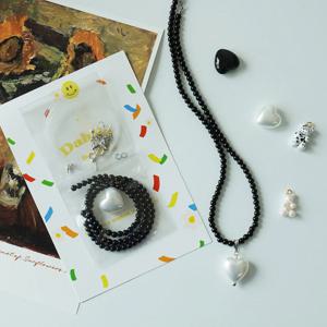 DIY 구슬 비즈 블랙 진주하트 목걸이 세트