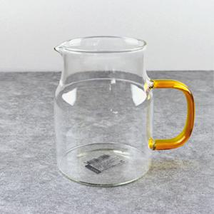 1+1 내열 유리 저그 홈카페 유리컵 아이스커피잔 우유잔 밀크 옐로우 600ml