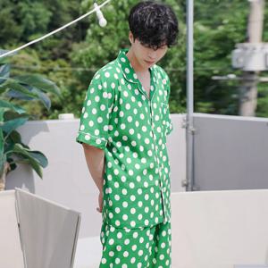 남성잠옷 린넨도트 반팔 파자마 홈웨어 상하세트