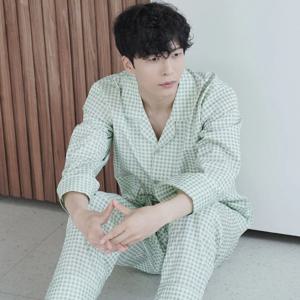 남성잠옷 고방체크 순면 긴팔 파자마 홈웨어 상하세트