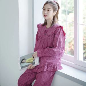 여성잠옷 톰체크 순면 긴팔 파자마 홈웨어 상하세트