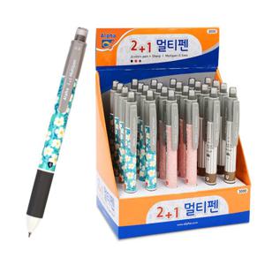 유성펜 멀티펜 2+1색 (0.5mm블루,핑크,그레이)(갑)