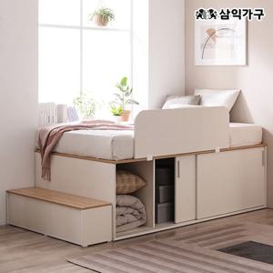 빅터 슬라이딩 빅수납 슈퍼싱글 침대 + 안전가드 + 계단 (매트포함)