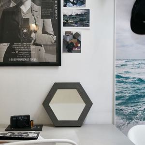 빈티지 콘크리트 스타일 허니콤 모듈 거울 벽장식 원목 도장가구