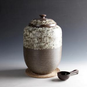 분청 들꽃 쌀독 10kg 소금단지 현관 소금항아리
