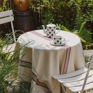 프렌치노트 린넨 보더라인  방수 식탁보 2인 4인  캠핑테이블보 피크닉매트 2color