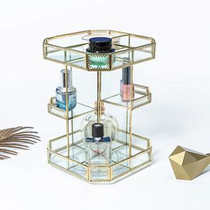 쿠폰가 19,000원 / 골드 화장품 정리함 회전 수납 트레이