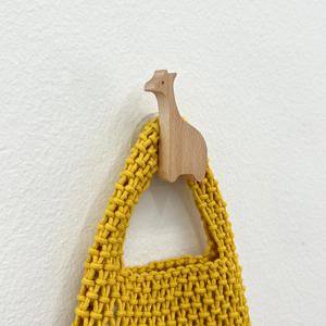 무타공 접착식 애니멀 기린 우드 모자 가방 옷 수납 후크 걸이