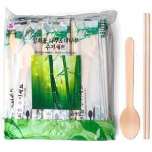 영수 일회용 나무 and 대나무 수저세트 50개입 (0346)