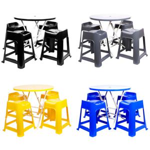 접이식 플라스틱 원형 테이블 캡틴의자 세트